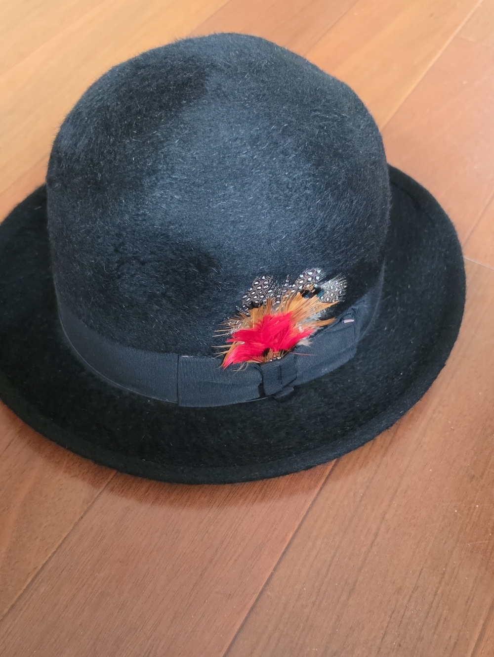 Vintage Biltmore Peluche Black Fur Felt Bowler Derby Hat 6 7/8 Made In Canada